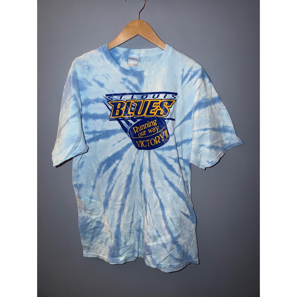 Port & Company St Louis Blues NHL Tie Dye Graphic T-Shirt Mens Large Blue White